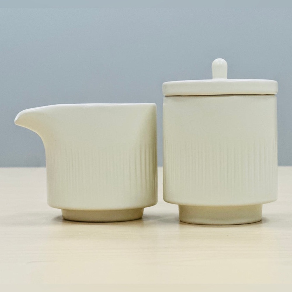 Citrine by Magenta Ribbed Ceramic Creamer and Sugar Set NEW